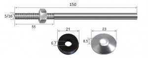 Haste Telha + Porca + Arruelas 5/16 x 150 R55 Alumnio- 10 peas